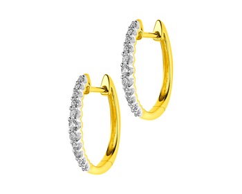 Gold earrings with diamonds - circles 0,25 ct - fineness 14 K