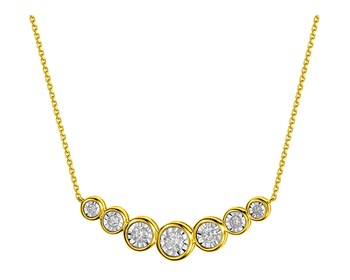 Yellow and white gold necklace with diamonds 0,21 ct - fineness 585