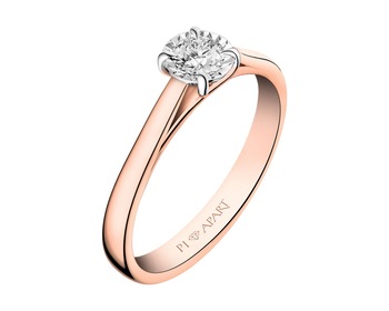 Prsten z růžového a bílého zlata s briliantem 0,13 ct - ryzost 585