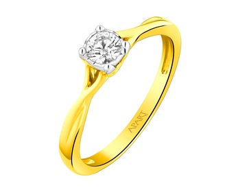 Zlatý prsten s briliantem 0,20 ct - ryzost 585