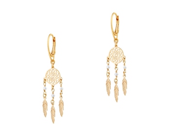 Gold-plated silver earrings with pearls - dream catchers