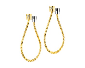 Yellow and white gold earrings with diamonds 0,09 ct - fineness 750