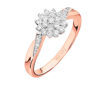 Prsten z růžového a bílého zlata s brilianty 0,25 ct - ryzost 585