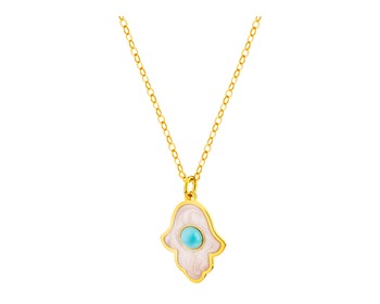 9 K Yellow Gold Necklace with Synthetic Topaz
