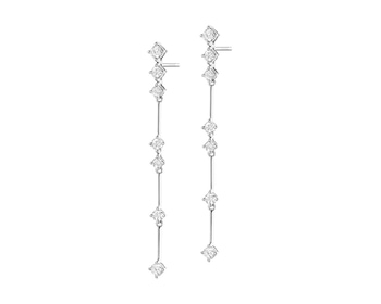 18 K Rhodium-Plated White Gold Dangling Earring with Diamonds 1,06 ct - fineness 18 K