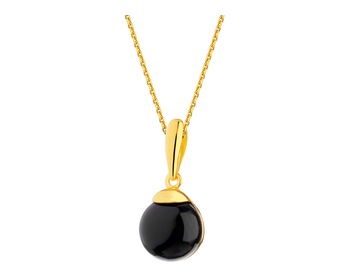 Gold-Plated Silver Pendant with Onyx