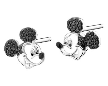 Kolczyki srebrne ze spinelem i emalią - Myszka Mickey, Disney 100 Edycja limitowana