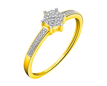 Zlatý prsten s diamanty 0,07 ct - ryzost 585