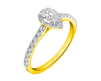 14 K Rhodium-Plated Yellow Gold Ring 0,60 ct - fineness 14 K
