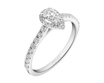 14 K Rhodium-Plated White Gold Ring with Diamonds 0,61 ct - fineness 14 K