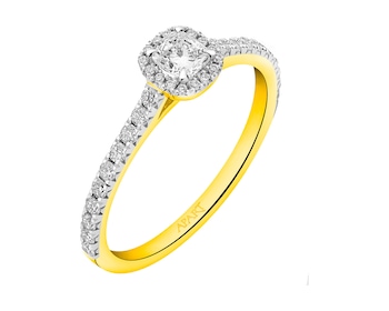 14 K Rhodium-Plated Yellow Gold Ring with Diamonds 0,54 ct - fineness 14 K