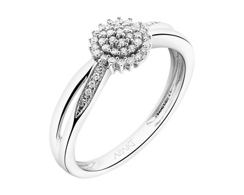 14 K Rhodium-Plated White Gold Ring with Diamonds 0,14 ct - fineness 14 K