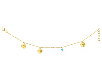 9 K Yellow Gold Bracelet with Synthetic Turquoise