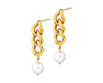 Stainless Steel Earrings with Synthetic Pearl