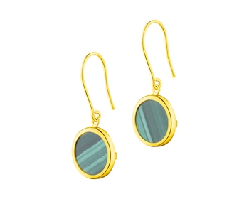 9 K Yellow Gold Earrings with Malachite