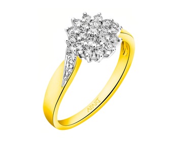 585 Yellow And White Gold Plated Ring with Diamonds 0,50 ct - fineness 585