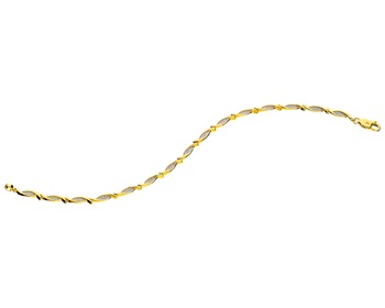 14 K Rhodium-Plated Yellow Gold Bracelet with Diamonds 0,09 ct - fineness 14 K