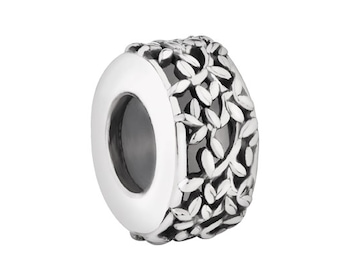 Rhodium Plated Silver Stopper Bead 