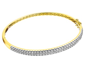 14 K Rhodium-Plated Yellow Gold Rigid Bracelet with Diamonds 2 ct - fineness 14 K
