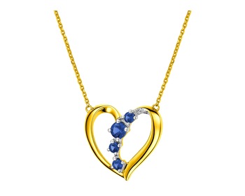 9 K Rhodium-Plated Yellow Gold Necklace with Diamond - fineness 9 K