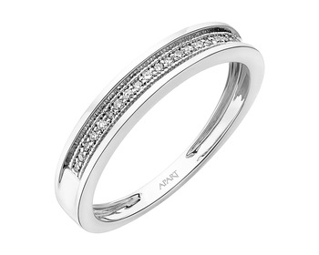14 K Rhodium-Plated White Gold Ring with Diamonds 0,07 ct - fineness 14 K