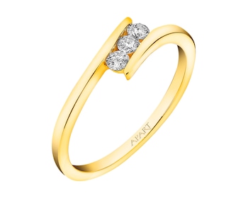 14 K Yellow Gold Ring with Diamonds 0,15 ct - fineness 14 K