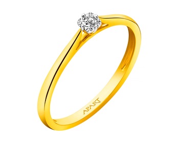 Prsten ze žlutého zlata s diamantem 0,003 ct - ryzost 585