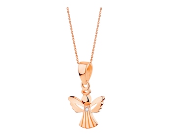 Rose gold pendant with cubic zirconia - angel