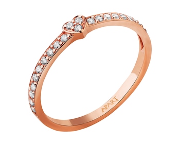 8 K Pink Gold Ring with Cubic Zirconia
