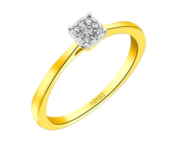 375 Yellow And White Gold Plated Ring with Diamonds 0,04 ct - fineness 375