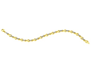 Bransoletka z żółtego złota z diamentami - nieskończoność - 18 cm - 0,15 ct - próba 375