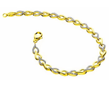 9 K Rhodium-Plated Yellow Gold Bracelet with Diamonds 0,06 ct - fineness 9 K
