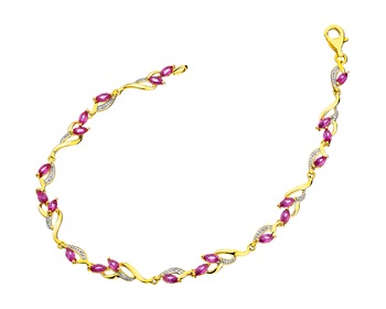 9 K Rhodium-Plated Yellow Gold Bracelet with Diamonds - fineness 9 K