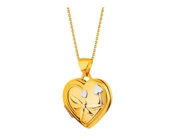 Zlatý přívěsek - otevírací medailon - srdce, vážka, together forever