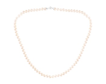 9 K Rhodium-Plated White Gold Pearl Necklace with Pearl