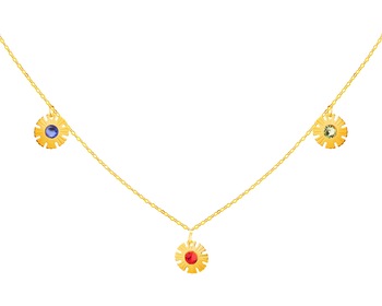 Zlatý náhrdelník se zirkony - květy