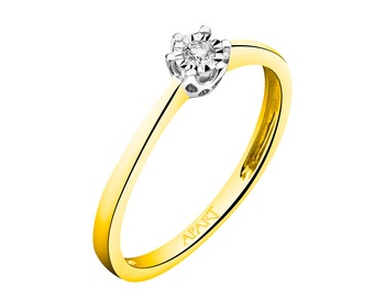 585 Yellow And White Gold Plated Ring with Diamond 0,05 ct - fineness 585