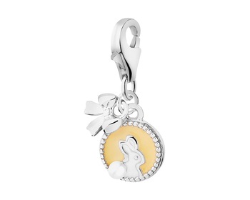 Rhodium Plated Silver Pendant with Synthetic Pearl