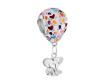 Zawieszka srebrna beads z emalią - balon, słoń, serce