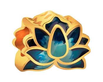 Zawieszka srebrna beads z emalią - kwiat lotosu
