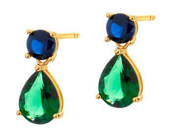 Gold-Plated Silver Dangling Earring with Synthetic Spinel