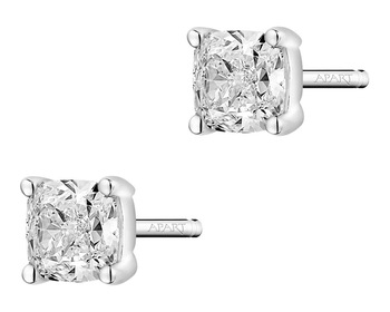 14 K Rhodium-Plated White Gold Earrings with Diamonds 1 ct - fineness 14 K