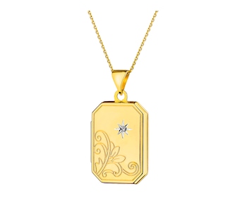 14 K Rhodium-Plated Yellow Gold Pendant with Diamond 0,005 ct - fineness 14 K