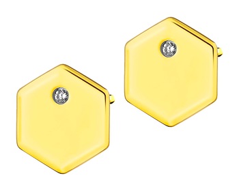 Kolczyki z żółtego złota z brylantami 0,01 ct - próba 375
