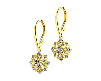 585 Yellow And White Gold Plated Dangling Earring with Diamonds 0,39 ct - fineness 585