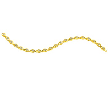 14 K Rhodium-Plated Yellow Gold Bracelet with Diamonds 0,10 ct - fineness 14 K