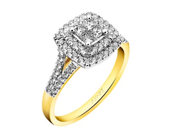 585 Yellow And White Gold Plated Ring  0,45 ct - fineness 585