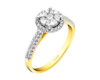 585 Yellow And White Gold Plated Ring with Diamonds 0,34 ct - fineness 585