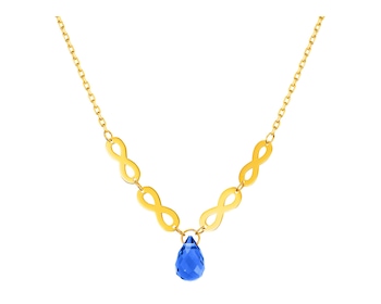 8 K Yellow Gold Necklace with Synthetic Quartz