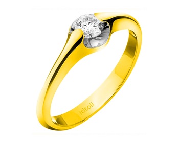 Zlatý prsten s briliantem 0,25 ct - ryzost 750
